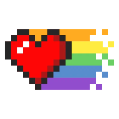 a pixel heart on a white background
