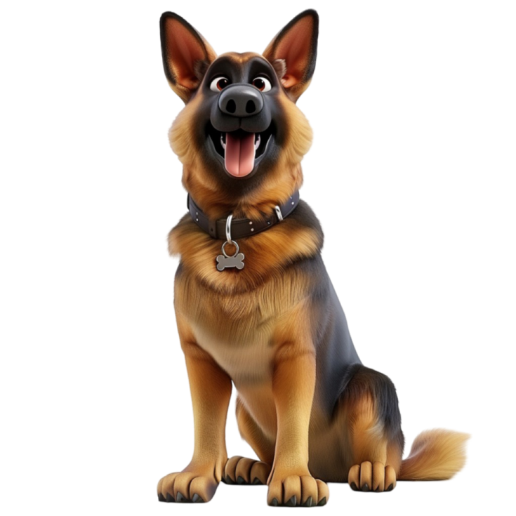 a german shepherd dog sitting on the ground