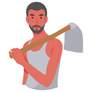 a man with an axe in his hand