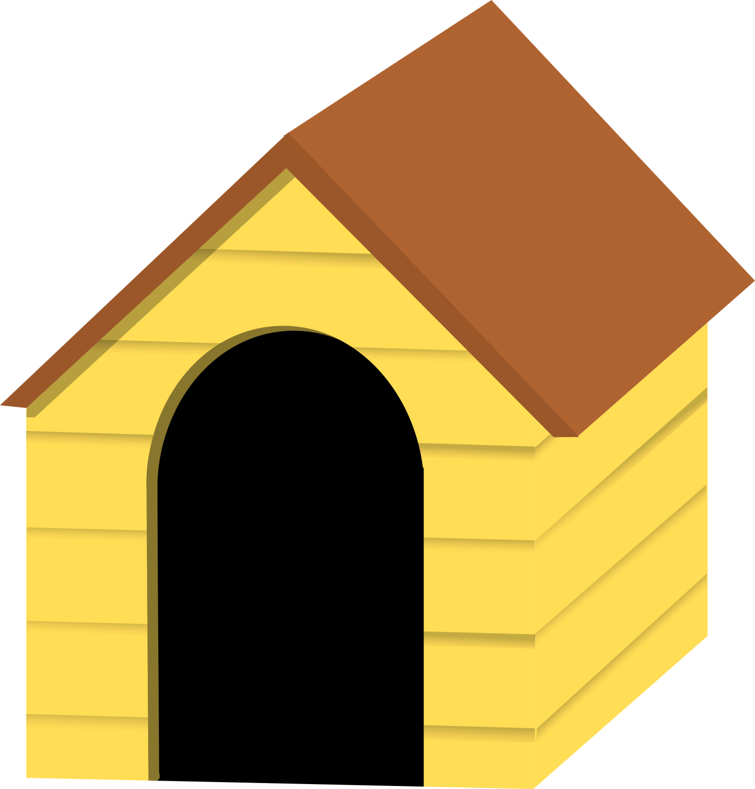 a dog house with a brown roof