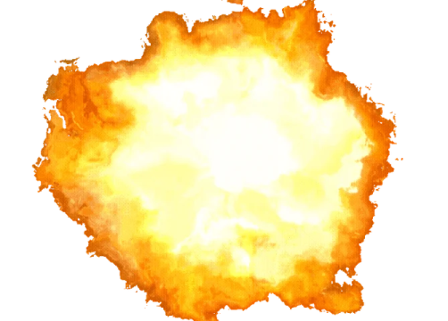 a yellow fireball on a white background
