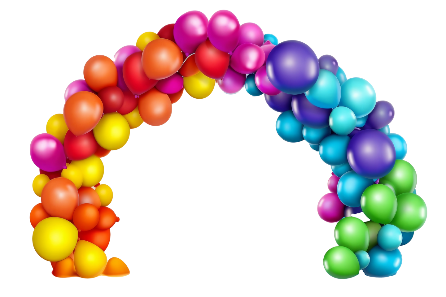 a rainbow colored balloon arch