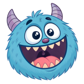 an image of a blue monster with big eyes