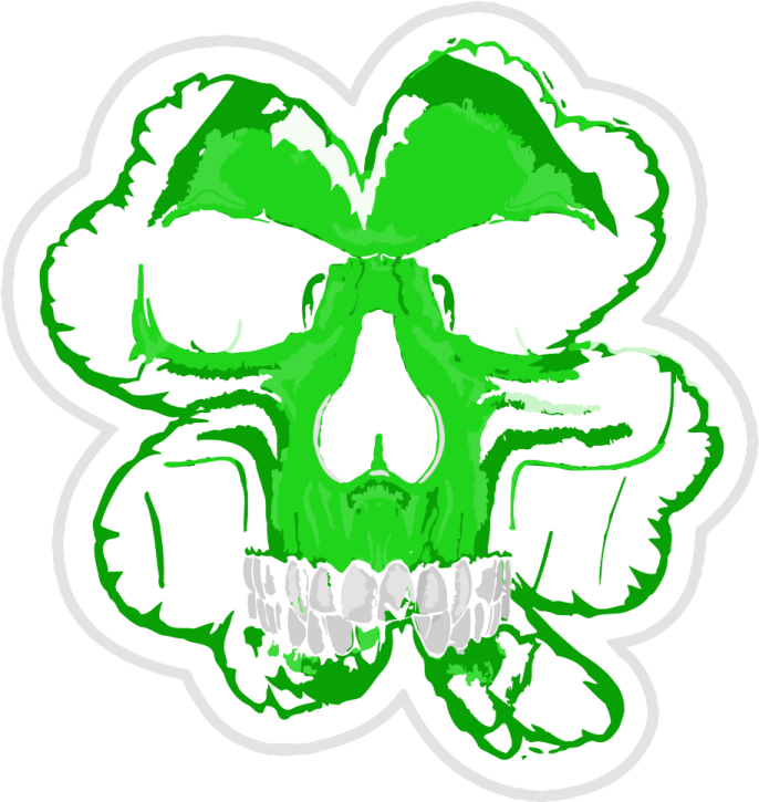 a skull with four leaves on it