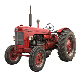 a red tractor on a white background
