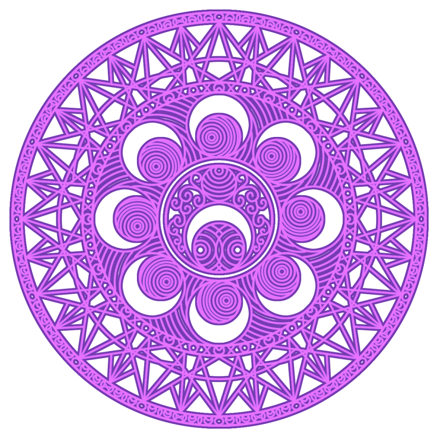 a circular design in purple and white