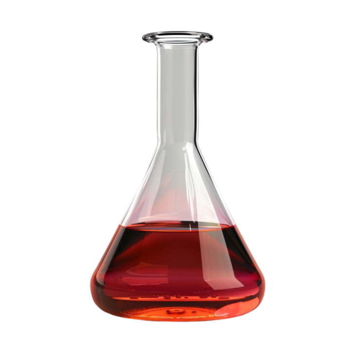 a flask with red liquid in it