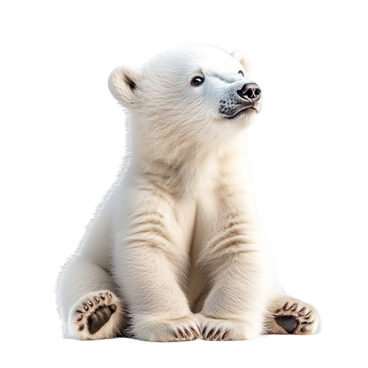 a polar bear sitting on its hinds
