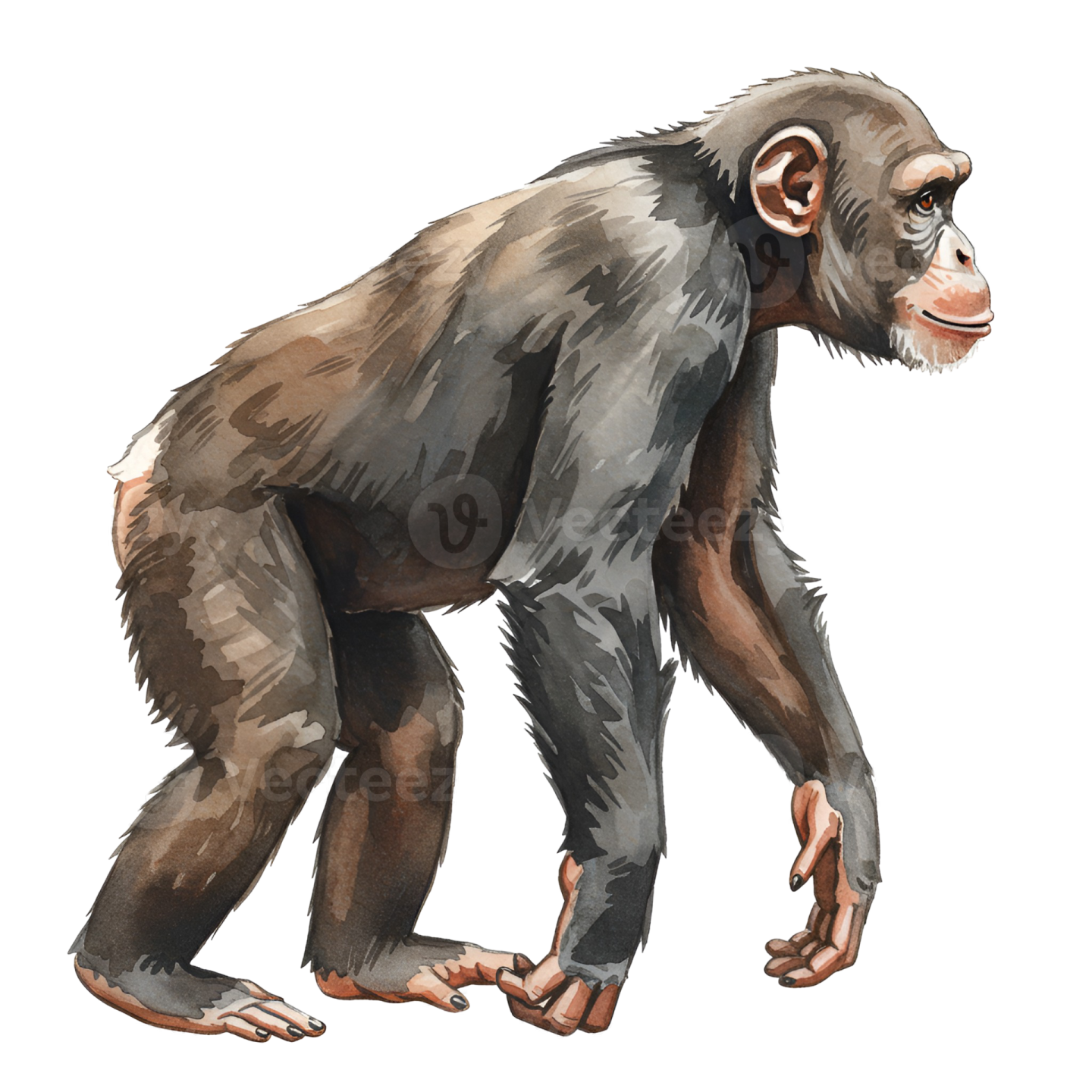 a watercolor painting of a monkey