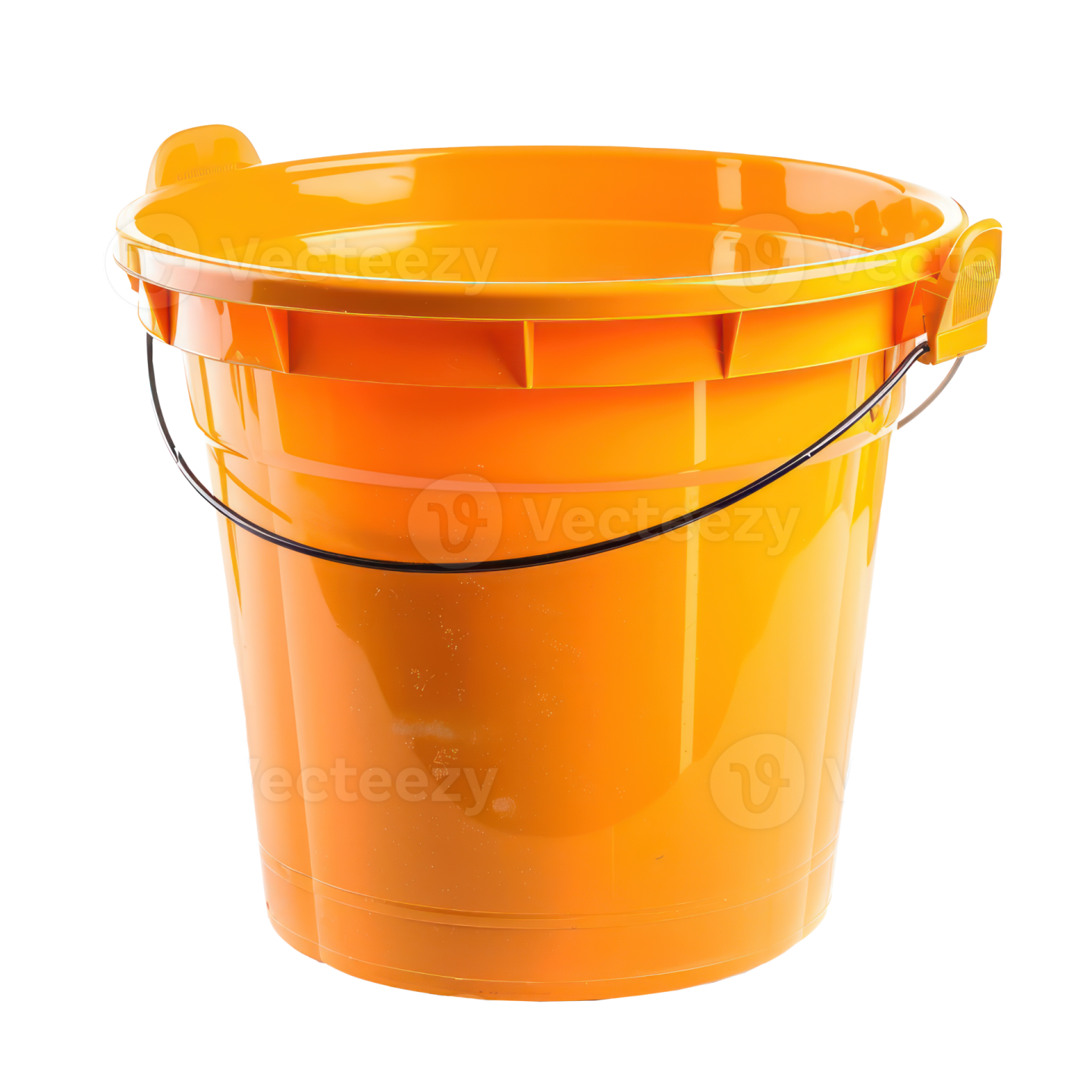 an orange bucket on a white background