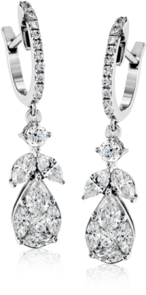 a pair of white gold and diamond earrings