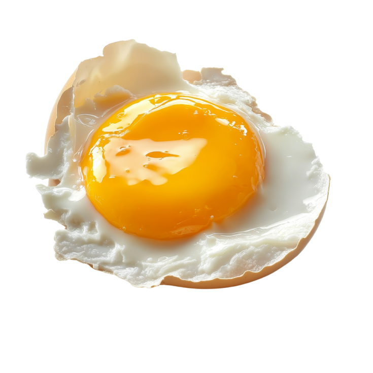 a fried egg in a cracked egg shell