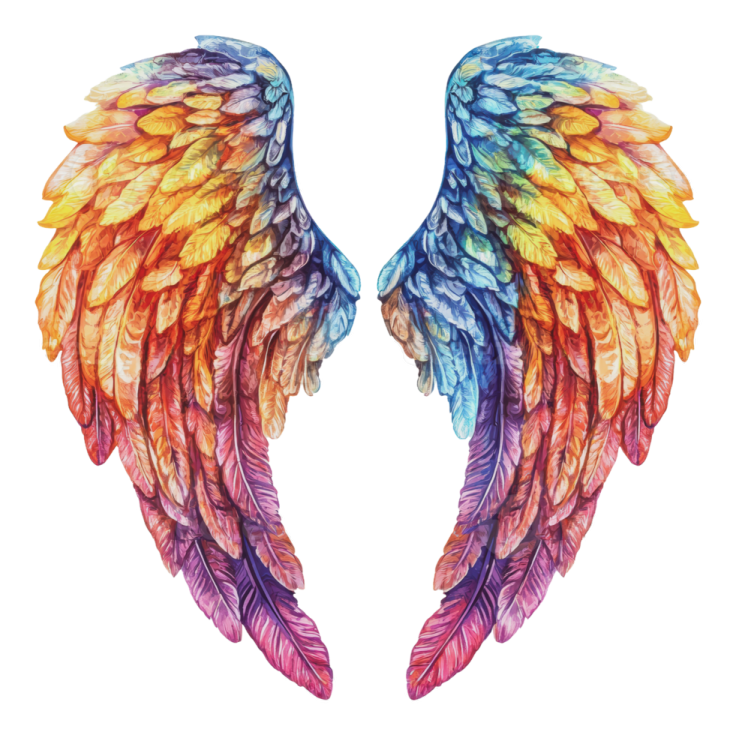 a pair of colorful wings