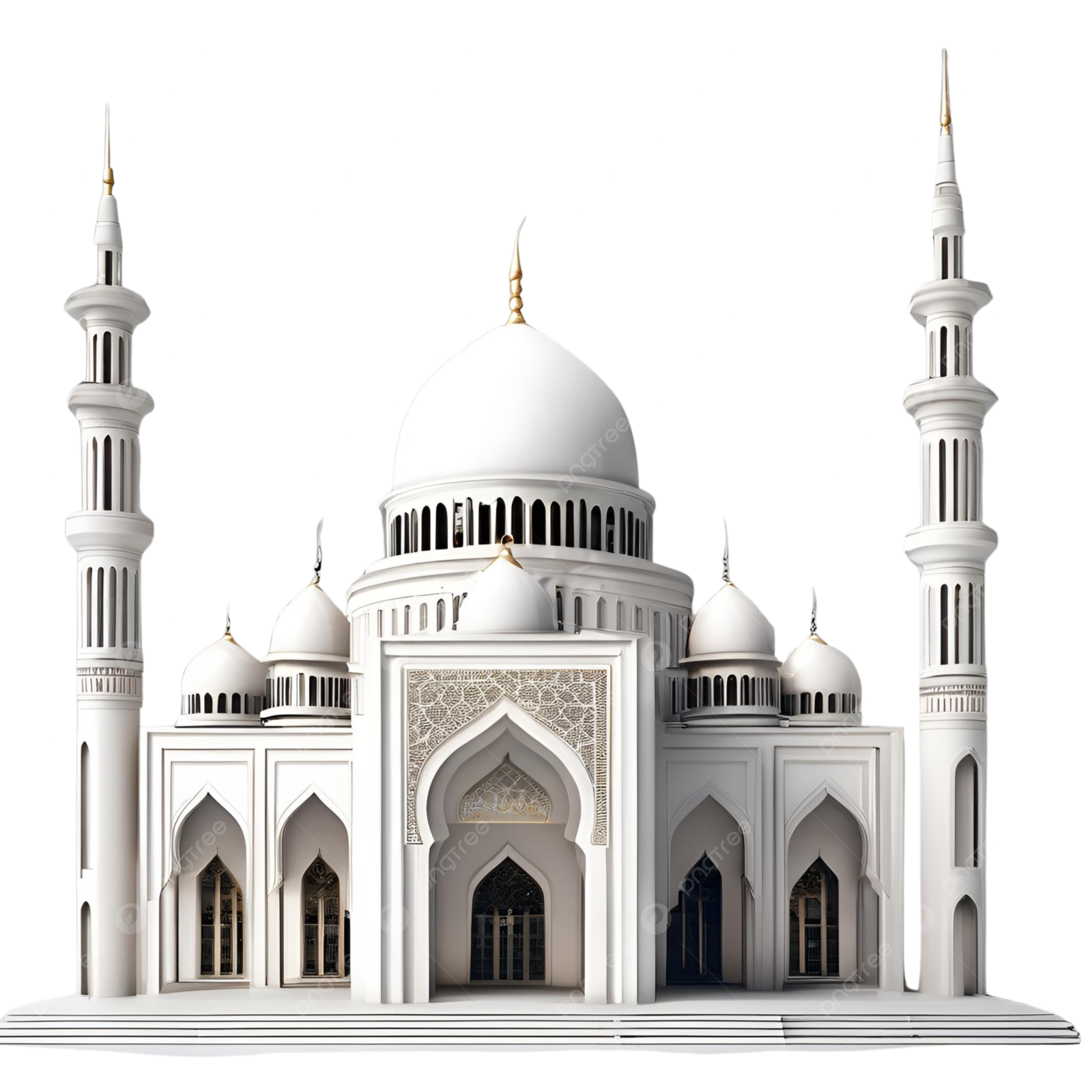 a white mosque with two minas on top