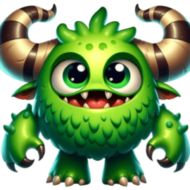 an image of a green monster with horns