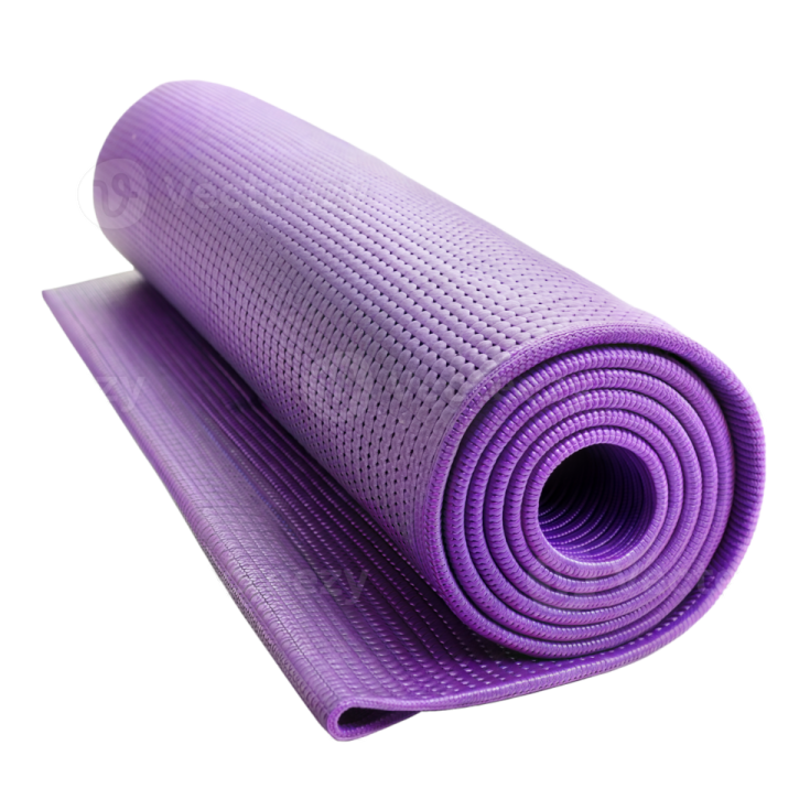 a purple yoga mat on a white background