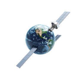 a satellite with the earth in the background