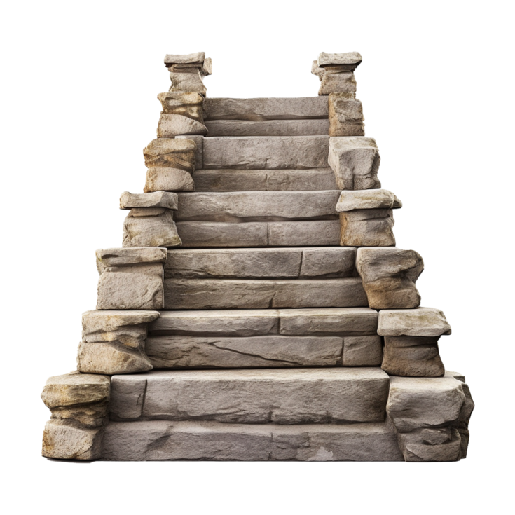 a set of stone steps on a white background