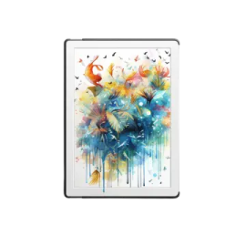 an ipad with a colorful painting on the screen