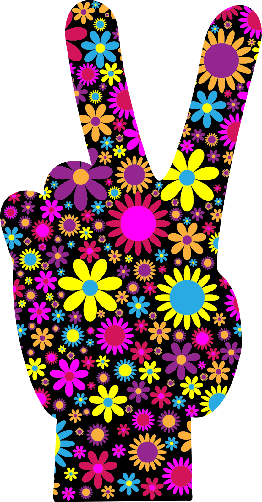 a peace sign made out of colorful flowers