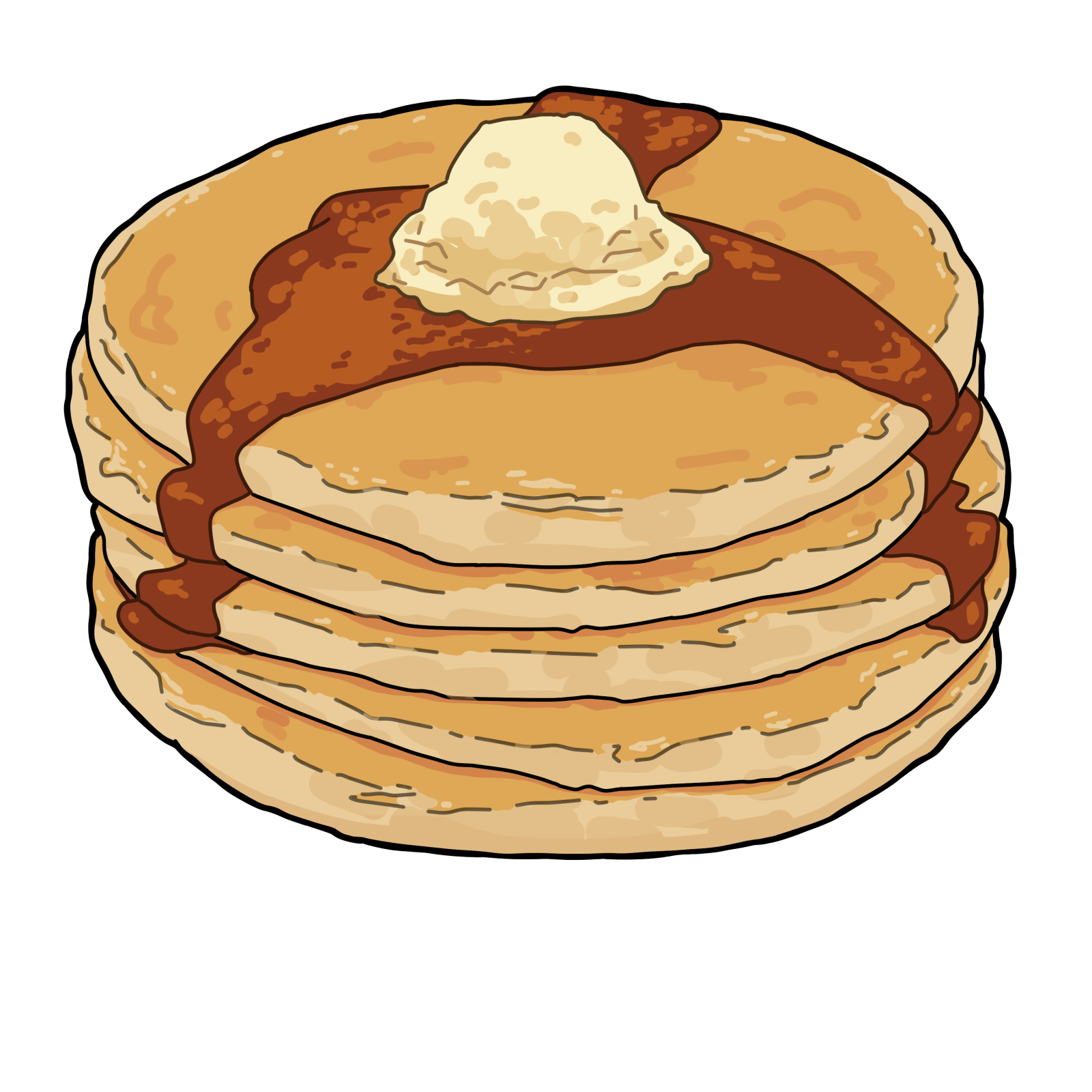 a stack of pancakes with syrup on top