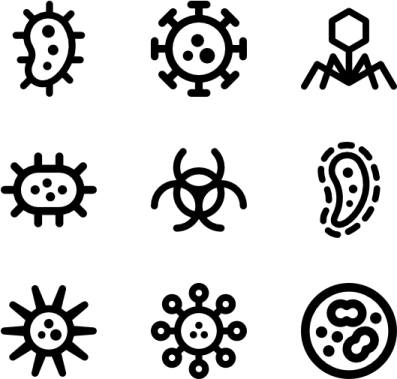 a set of black and white icons