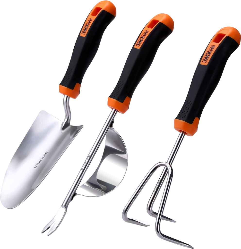 three different types of garden tools