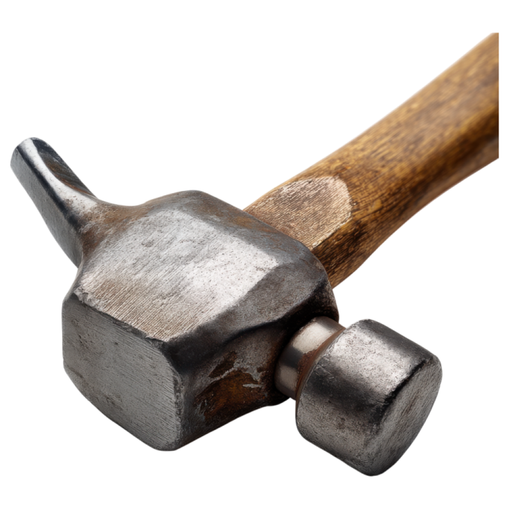 an old hammer with a wooden handle