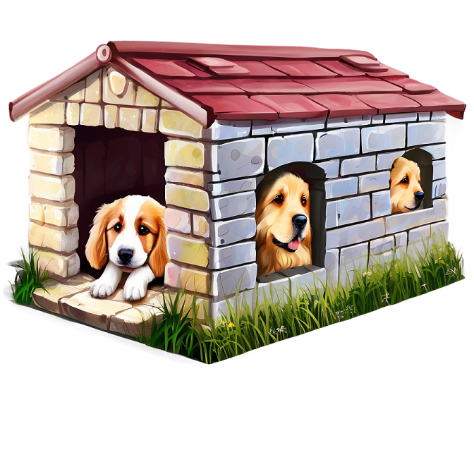 two dogs in a dog house