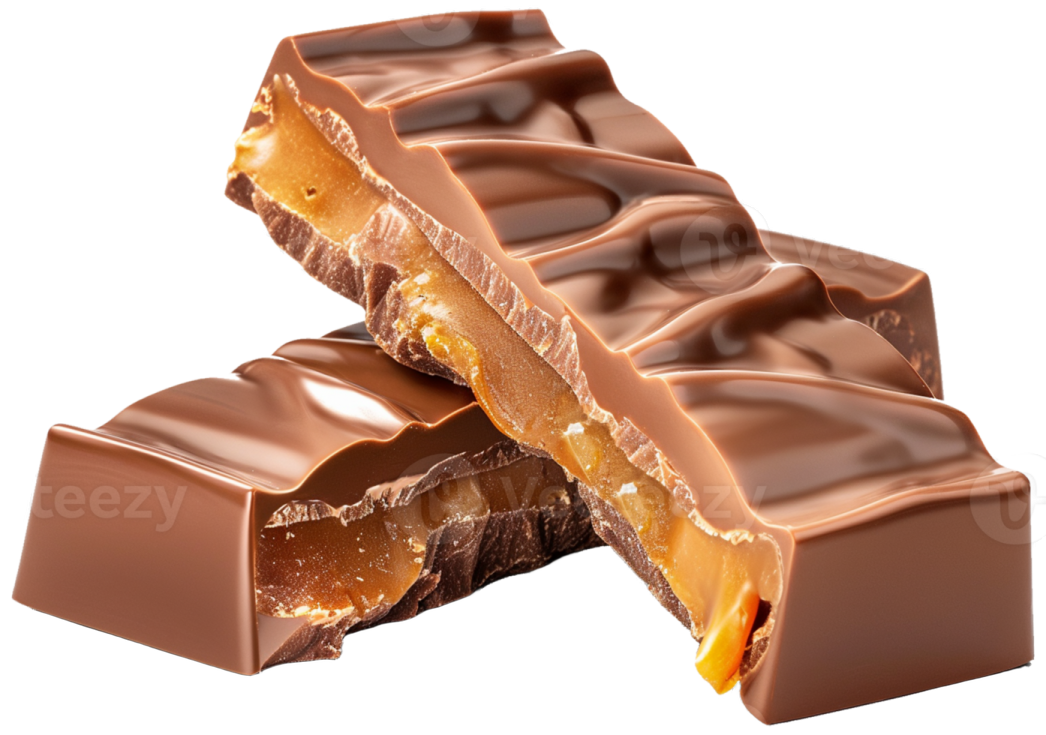 a piece of chocolate on a white background