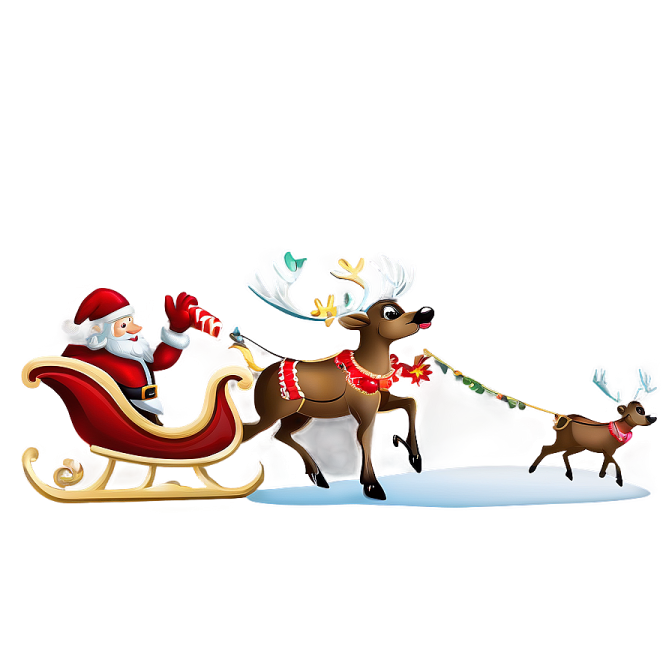 santa and his reindeers are riding on a sler