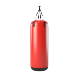 a red punching bag on white background