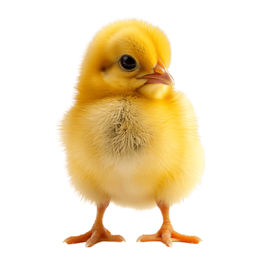 a small yellow chicken standing on its hinds