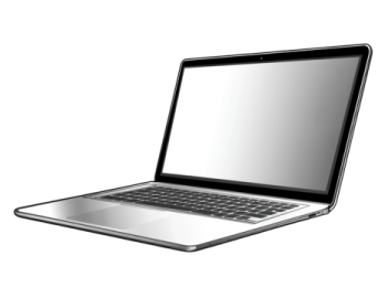 an open laptop computer with a blank screen