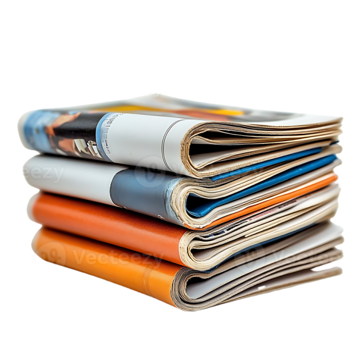 stack of newspapers isolated on white background