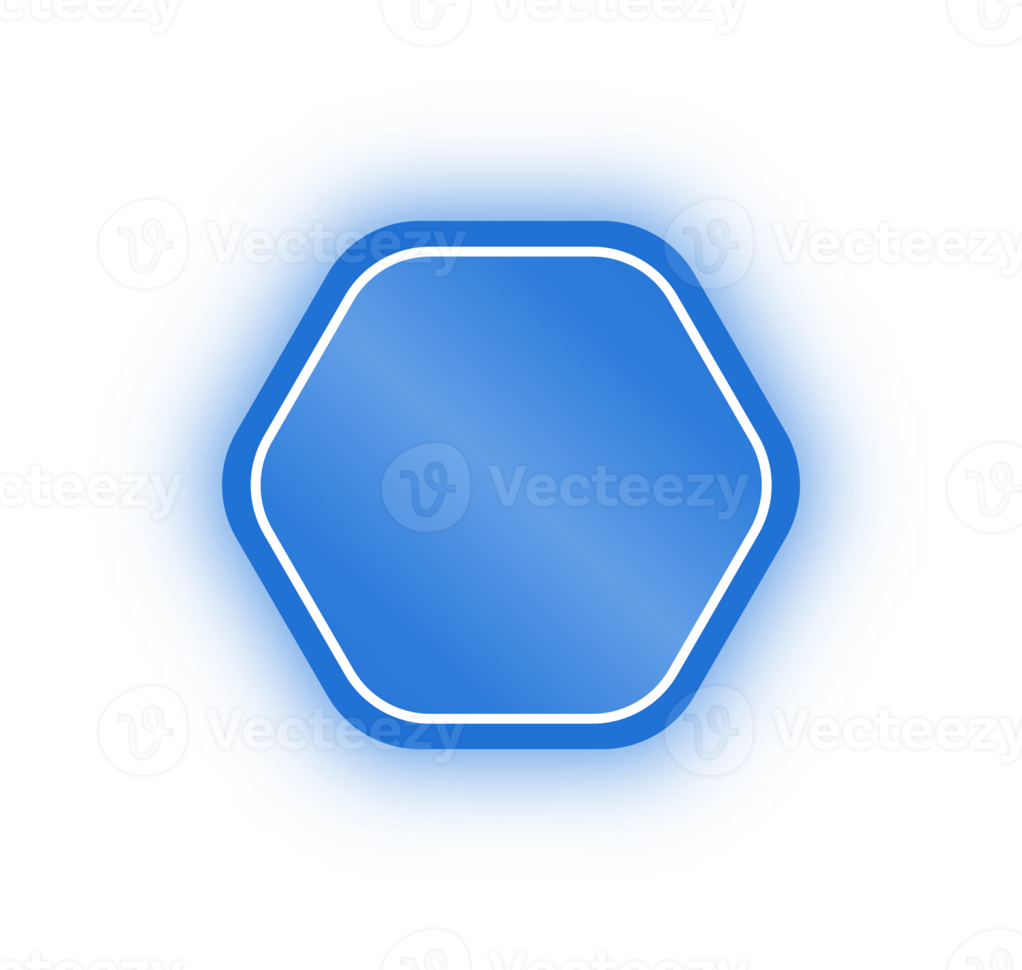 a blue hexagon icon on a white background