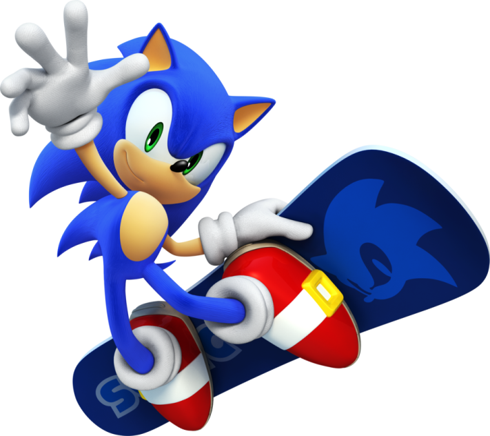 sonic the hedge on a snowboard