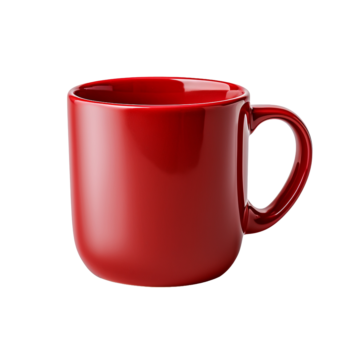 a red coffee mug on a white background
