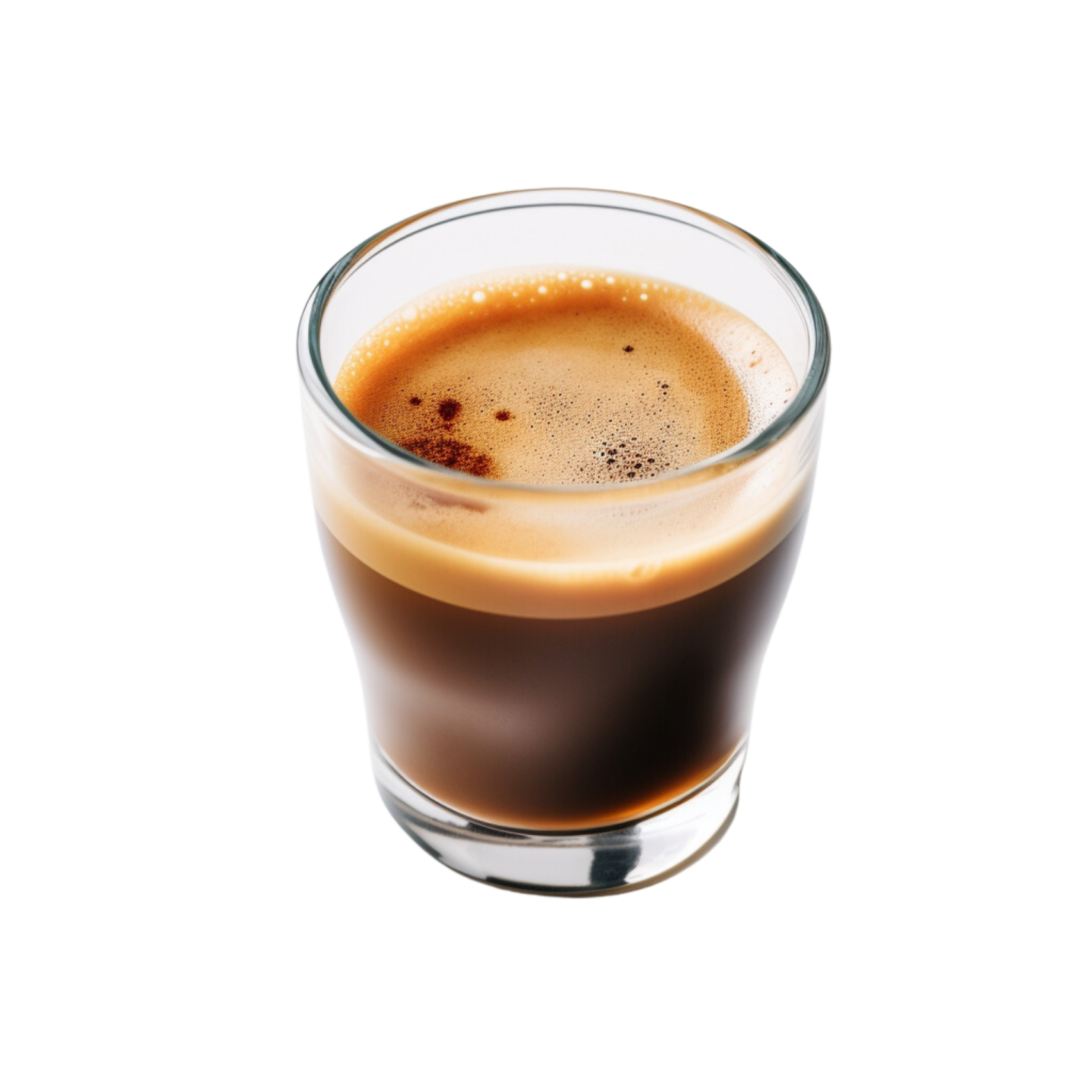 a glass of coffee on a white background