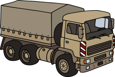a cartoon dump truck on a white background