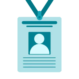 a blue badge with an image of a person on it