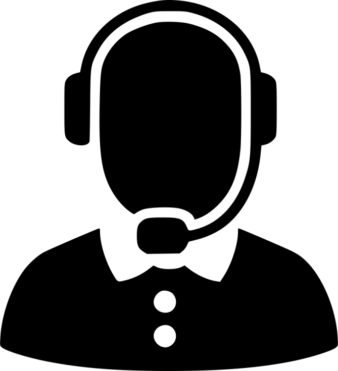 a black and white silhouette of a man wearing a headset