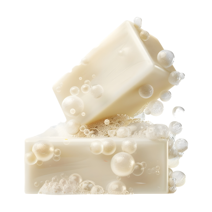 a soap bar with bubbles on it