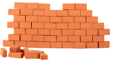 a pile of brick blocks on a white background
