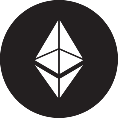 the ether logo in a black circle