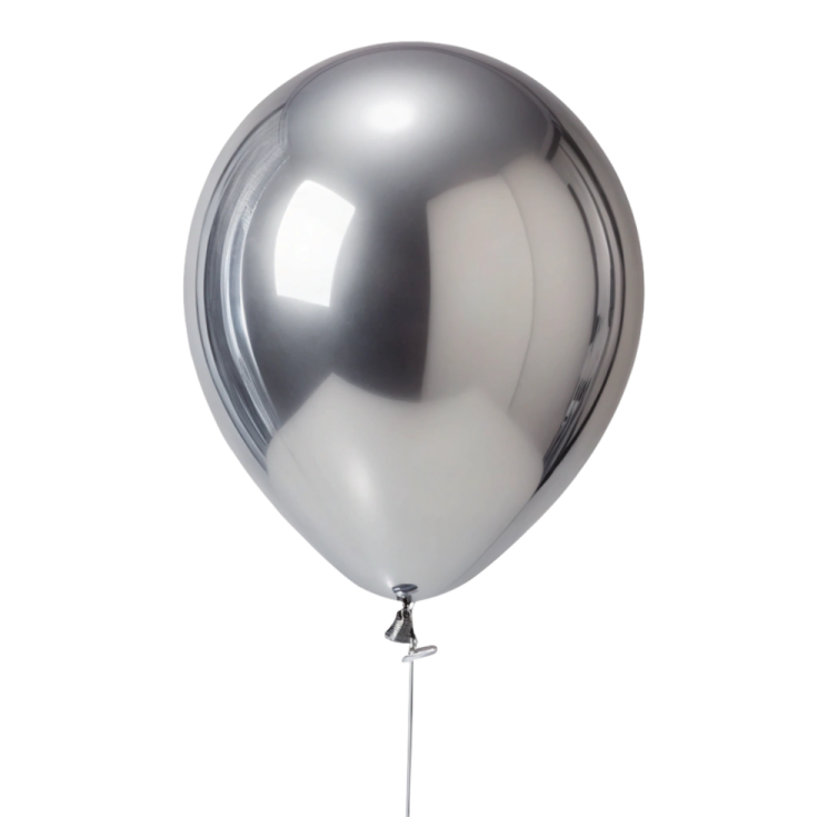a silver balloon on a white background