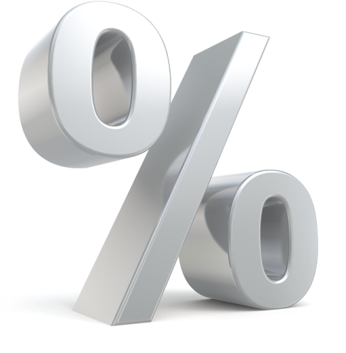 a silver percentage sign on a white background