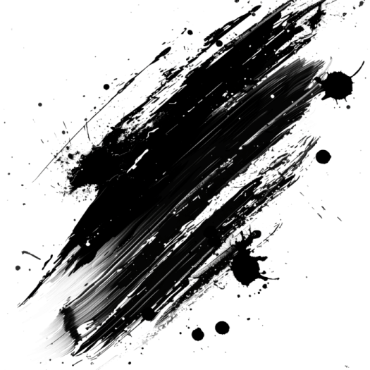 a black and white brush stroke on a white background