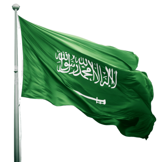 a saudi flag flying in the wind