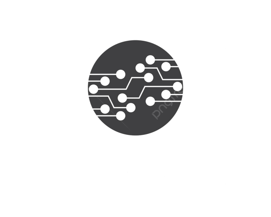 a black and white logo of a circuit